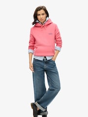 Superdry Coral Pink Essential Logo Hoodie - Image 2 of 6