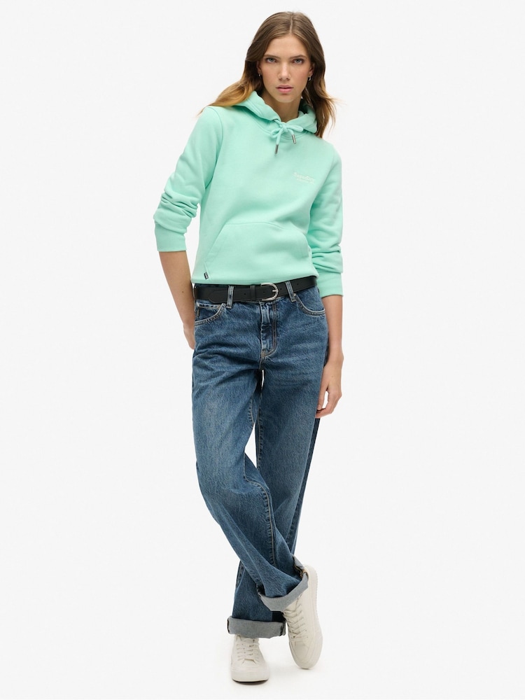 Superdry Beach Glass Green Essential Logo Hoodie - Image 2 of 6