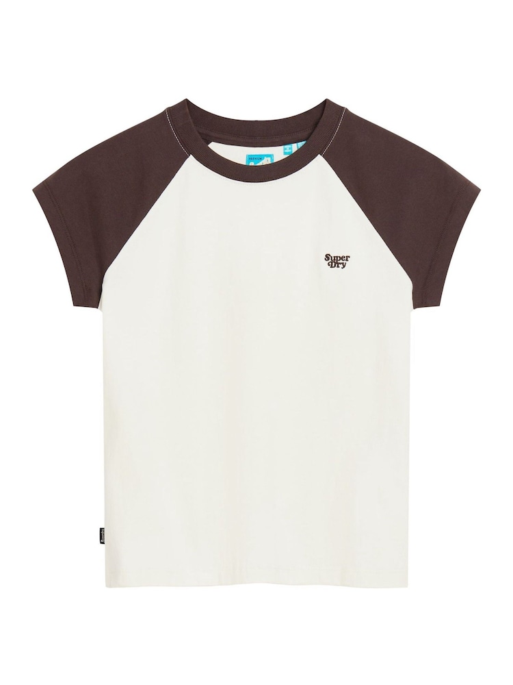 Superdry White Essential Logo Raglan T-Shirt - Image 4 of 6