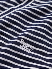 Superdry Navy Stripe Slub Embroidered V-Neck T-Shirt - Image 5 of 5