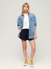 Superdry Blue 100% Cotton Beach Shorts - Image 4 of 7