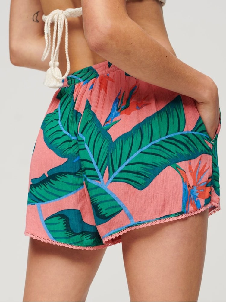 Superdry Pink 100% Cotton Beach Shorts - Image 2 of 7 Superdry Pink 100% Cotton Beach Shorts - Image 2 of 7