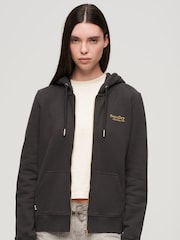 Superdry Bison Black Essential Logo Zip Hoodie - Image 1 of 8