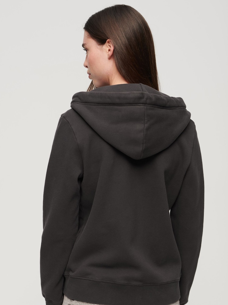 Superdry Bison Black Essential Logo Zip Hoodie - Image 3 of 8