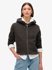Superdry Bison Black Essential Logo Zip Hoodie - Image 4 of 8