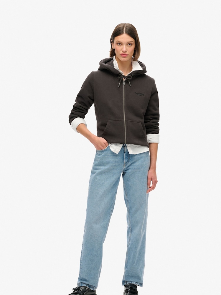Superdry Bison Black Essential Logo Zip Hoodie - Image 5 of 8
