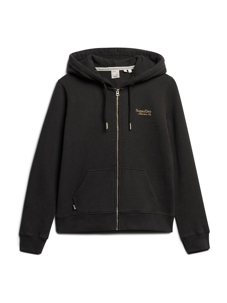 Superdry Bison Black Essential Logo Zip Hoodie - Image 6 of 8