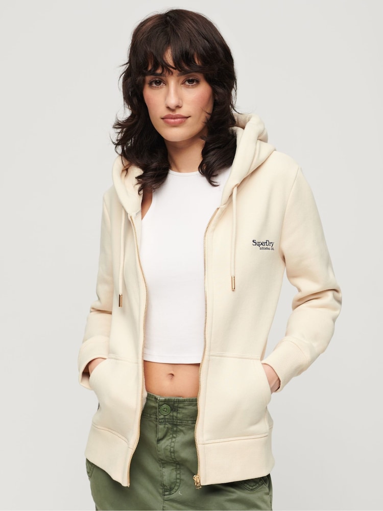 Superdry Cream Essential Logo Zip Hoodie - Image 1 of 6