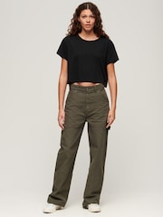Superdry Black 100% Cotton Slouchy Cropped T-Shirt - Image 2 of 6