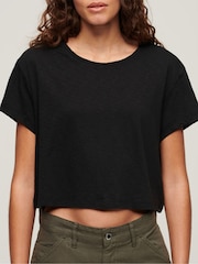 Superdry Black 100% Cotton Slouchy Cropped T-Shirt - Image 3 of 6