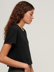 Superdry Black 100% Cotton Slouchy Cropped T-Shirt - Image 4 of 6