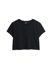 Superdry Black 100% Cotton Slouchy Cropped T-Shirt - Image 5 of 6