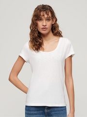 Superdry Studio White Scoop Neck T-Shirt - Image 1 of 6