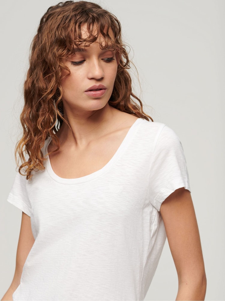 Superdry Studio White Scoop Neck T-Shirt - Image 3 of 6