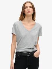 Superdry Studios Besticktes T-Shirt mit V-Ausschnitt aus 100% Baumwolle - Bild 1 von 1