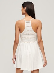 Superdry White 100% Cotton Jersey Lace Mini Dress - Image 2 of 6