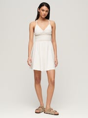 Superdry White 100% Cotton Jersey Lace Mini Dress - Image 3 of 6