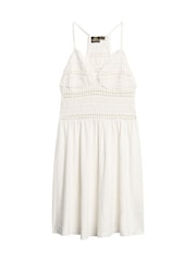 Superdry White 100% Cotton Jersey Lace Mini Dress - Image 4 of 6