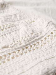 Superdry White 100% Cotton Jersey Lace Mini Dress - Image 5 of 6