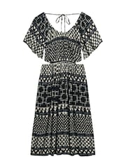 Superdry Black 100% Cotton Printed Cut Out Midi Dress - Image 7 of 10