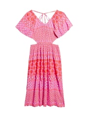 Superdry Pink Printed Cut Out Midi Dress - Image 4 of 4