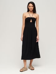 Superdry Cut Out Midi Black Dress - Image 1 of 4