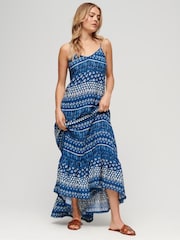 Blau - Superdry – Maxi-Strandkleid mit Trägern aus 100 % Baumwolle - Bild 1 von 6
