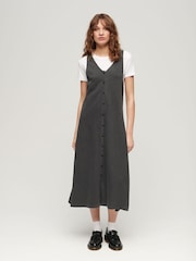 Superdry Black 100% Cotton Beach Jersey Vest Midi Dress - Image 3 of 4