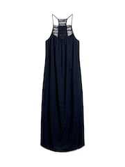 Superdry Blue Lace Halter Maxi Beach Dress - Image 4 of 5