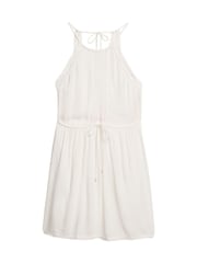 Superdry White 100% Cotton Ibiza Halter Neck White Mini Dress - Image 5 of 7