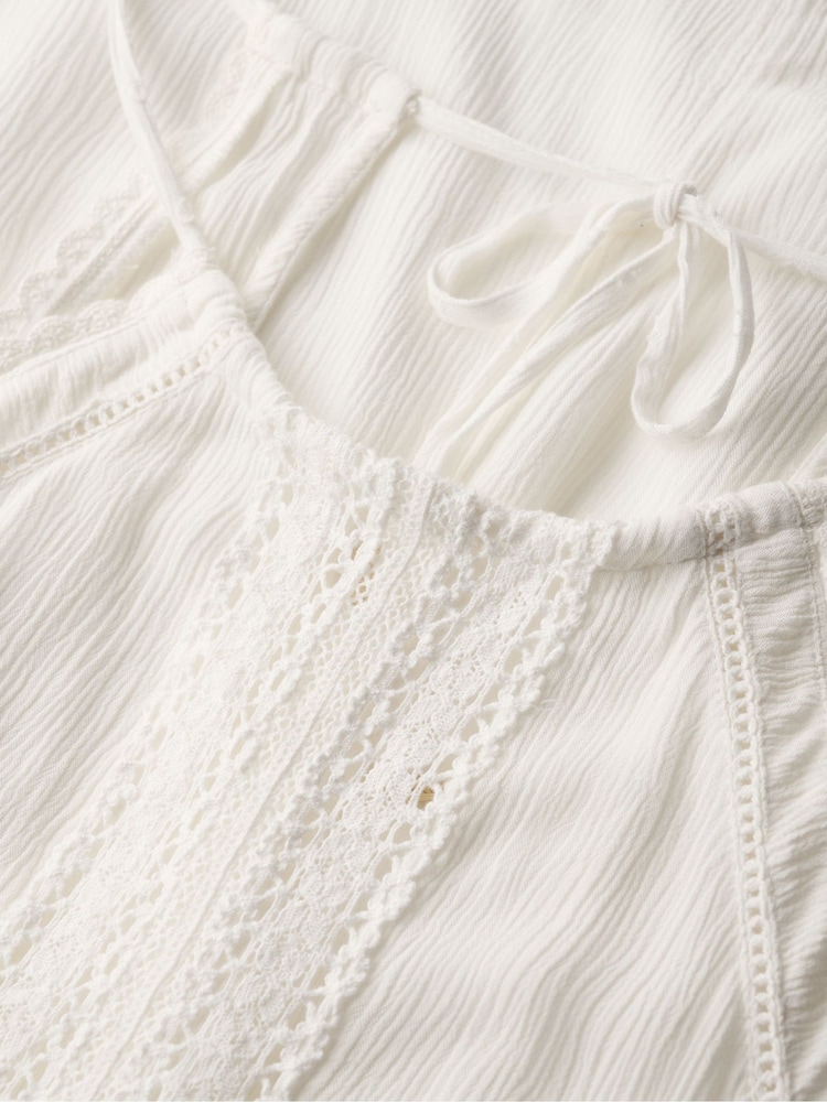 Superdry White 100% Cotton Ibiza Halter Neck White Mini Dress - Image 7 of 7
