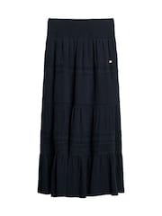 Superdry Blue 100% Cotton Ibiza Maxi Skirt - Image 1 of 4