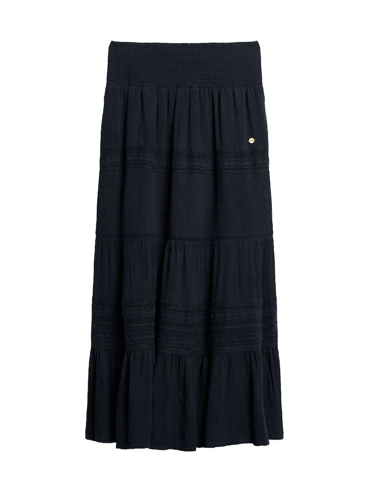 Superdry Blue 100% Cotton Ibiza Maxi Skirt - Image 1 of 4