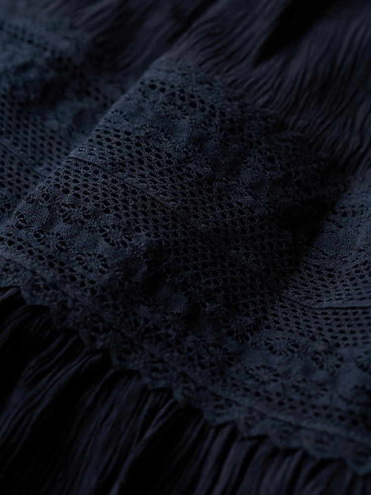 Superdry Blue 100% Cotton Ibiza Maxi Skirt - Image 4 of 4