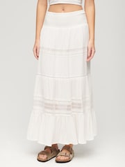 Superdry White 100% Cotton Ibiza Maxi Skirt - Image 2 of 6