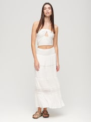 Superdry White 100% Cotton Ibiza Maxi Skirt - Image 4 of 6