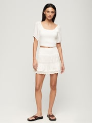 Superdry White Ibiza Lace Mix White Mini Skirt - Image 2 of 5