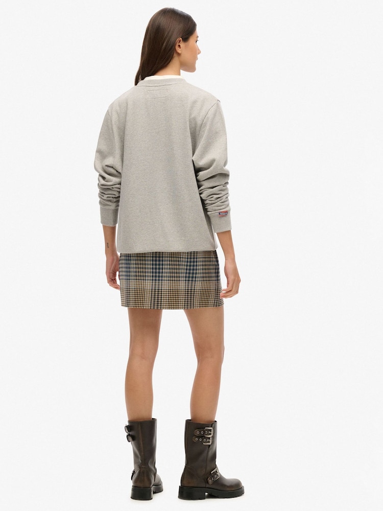 Superdry Cream Mini Check Skirt - Image 4 of 6