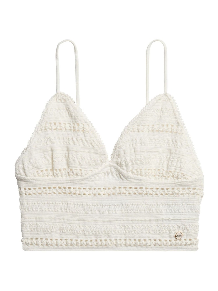 Superdry White 100% Cotton Jersey Lace Bralet Top - Image 4 of 4 Superdry White 100% Cotton Jersey Lace Bralet Top - Image 4 of 4