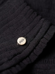 Superdry Black Shorts Sleeved Smocked Woven Top - Image 5 of 5