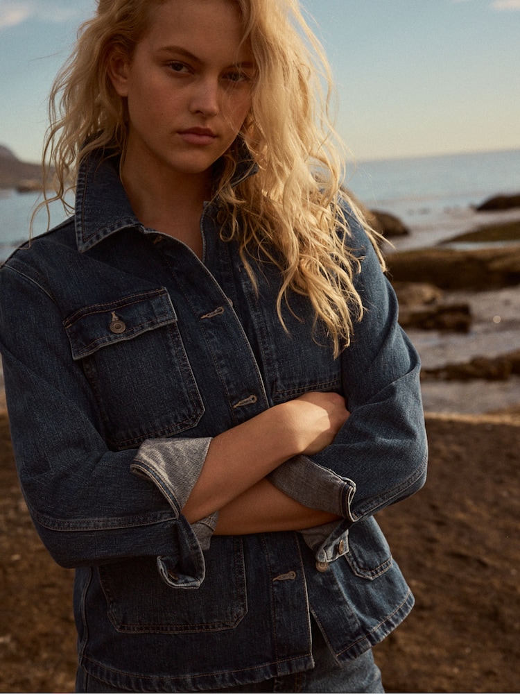 Superdry Blue Denim Chore 100% Cotton Jacket - Image 1 of 5