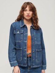 Superdry Blue Denim Chore 100% Cotton Jacket - Image 2 of 5