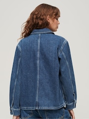 Superdry Blue Denim Chore 100% Cotton Jacket - Image 4 of 5