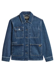 Superdry Blue Denim Chore 100% Cotton Jacket - Image 5 of 5
