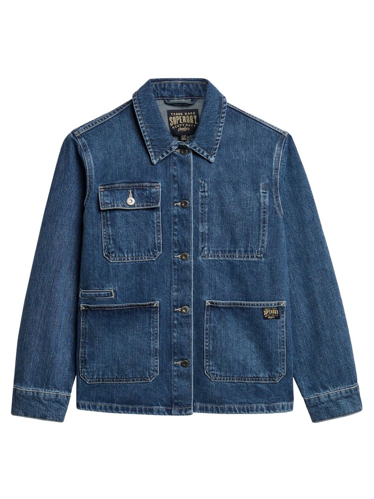 Superdry Blue Denim Chore 100% Cotton Jacket - Image 5 of 5