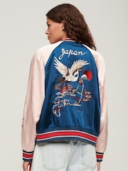 Superdry Blue Suikajan Embroidered Bomber Jacket - Image 2 of 7