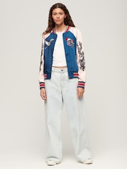 Superdry Blue Suikajan Embroidered Bomber Jacket - Image 3 of 7