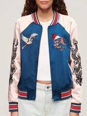 Superdry Blue Suikajan Embroidered Bomber Jacket - Image 4 of 7
