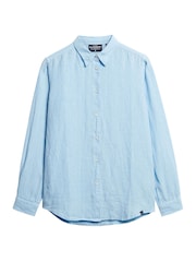 Superdry Blue Casual Linen Boyfriend Shirt - Image 3 of 5