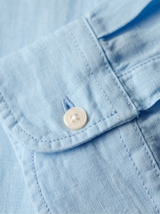 Superdry Blue Casual Linen Boyfriend Shirt - Image 4 of 5